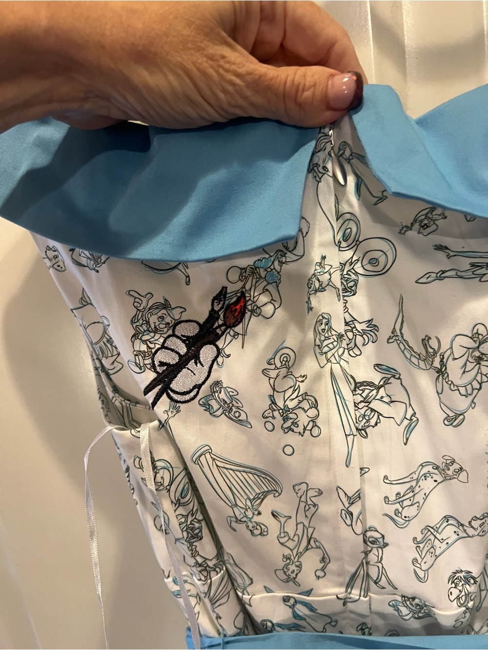 Disney Dress Shop Light Blue & White Character Print Dress with Bow - Picture 5 of 6